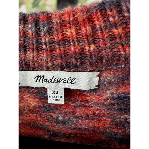 Madewell Space-Dyed Birchmont Side-Button Pullover Sweater Spacedye Sangria XS - Picture 4 of 11